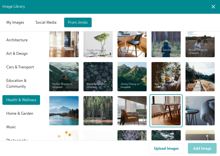 An example of stock photos from the Jimdo Image Library
