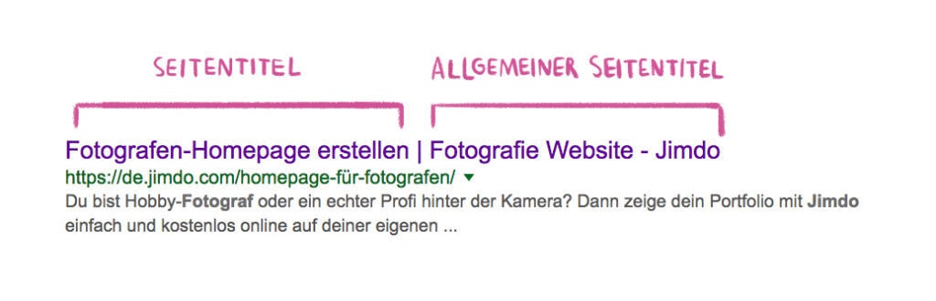 Allgemeiner Seitentitel und Individueller Seitentitel bei Google