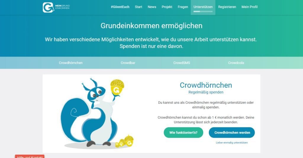 Crowddonation durch Mein Grundeinkommen