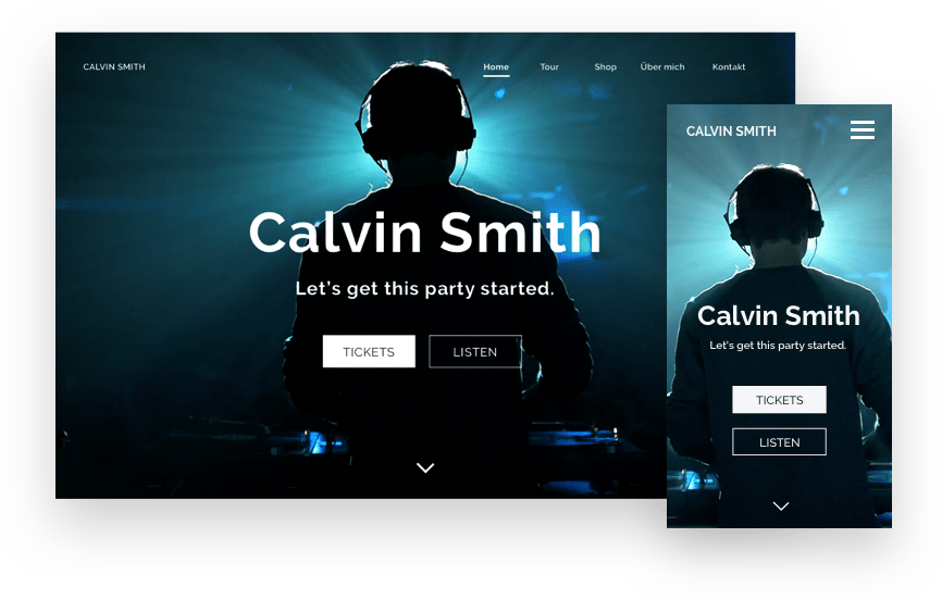 DJ website mit Jimdo erstellt. 