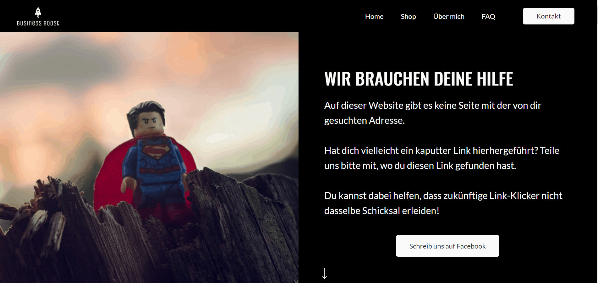 Beispiel für eine lösungsorientierte 404-Seite