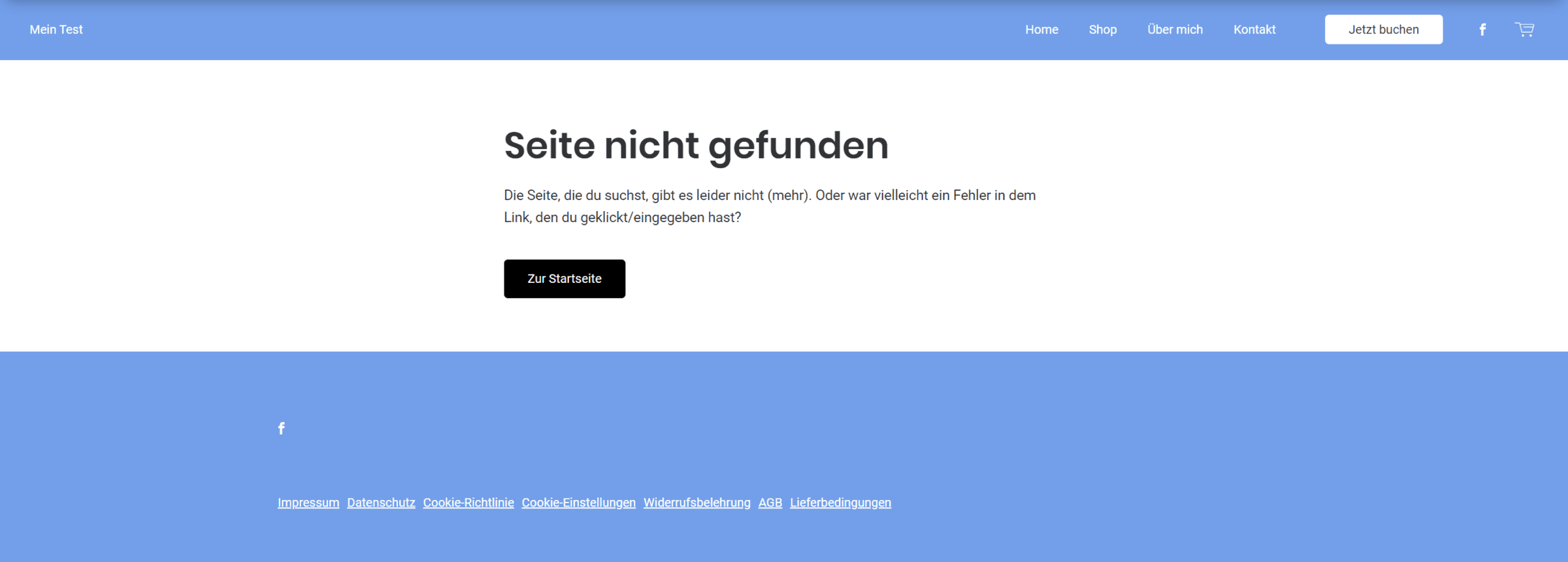 Beispiel für den Standard-404-Text von Jimdo