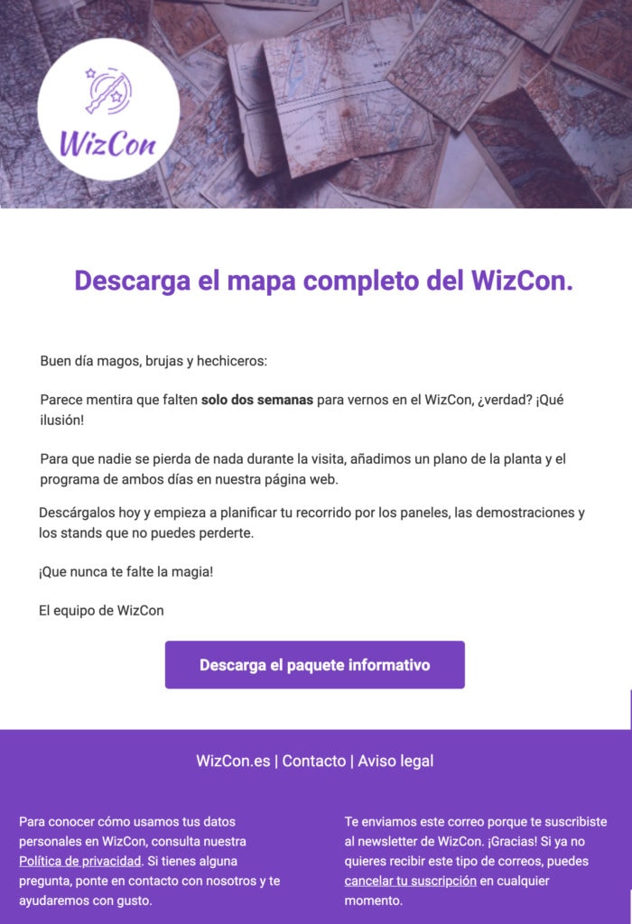 Newsletter anuncio de evento