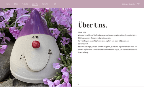 Beispiel eines erfolgreichen Onlineshops für Keramikwaren, der mit Jimdo gebaut wurde.