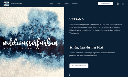 E-Commerce Inspiration mit einem Onlineshop für Lettering und Illustration als Beispiel.